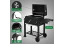 LALAHO Holzkohlegrillwagen mit Thermometer und Rollen Schwarz Bild 3