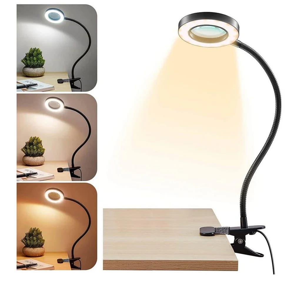 VIVIHEYDAY Klemmleuchte LED Lupenleuchte mit Vergrößerungslupe, USB, dimmbar - Bild 2