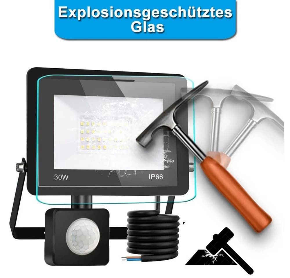 VIVIHEYDAY LED Flutlichtstrahler mit Bewegungsmelder IPX6 Aluminium - Bild 3