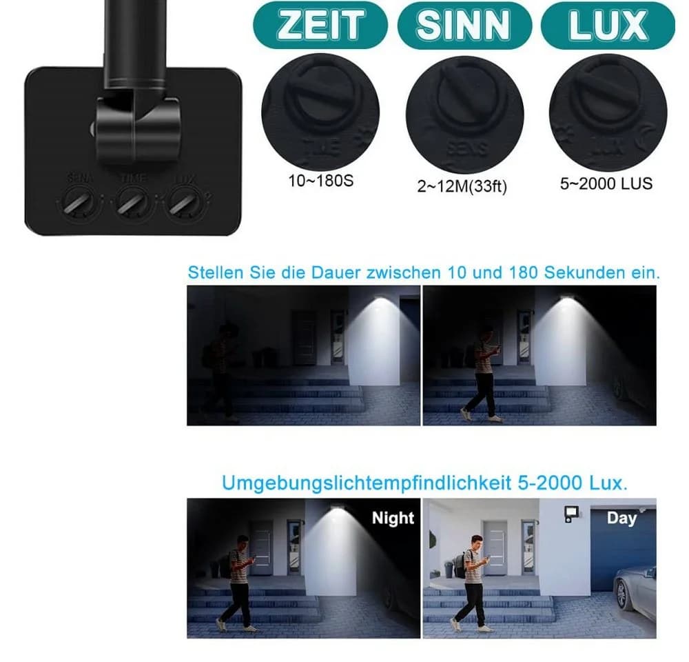 VIVIHEYDAY LED Flutlichtstrahler mit Bewegungsmelder IPX6 Aluminium - Bild 5