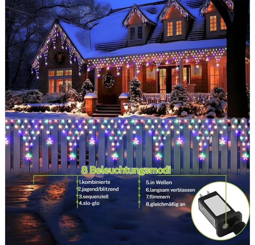 VIVIHEYDAY LED-Lichtervorhang Sterne LED Lichterkette 8 Beleuchtungsmodi - Bild 3