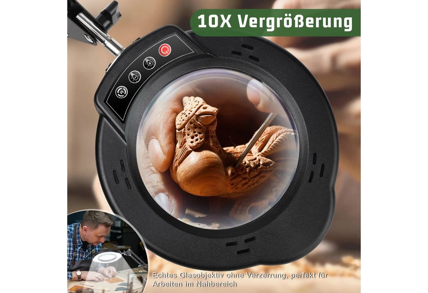 VIVIHEYDAY Lupenlampe 10X LED mit Licht und Ständer Schwarz/Weiß - Bild 3