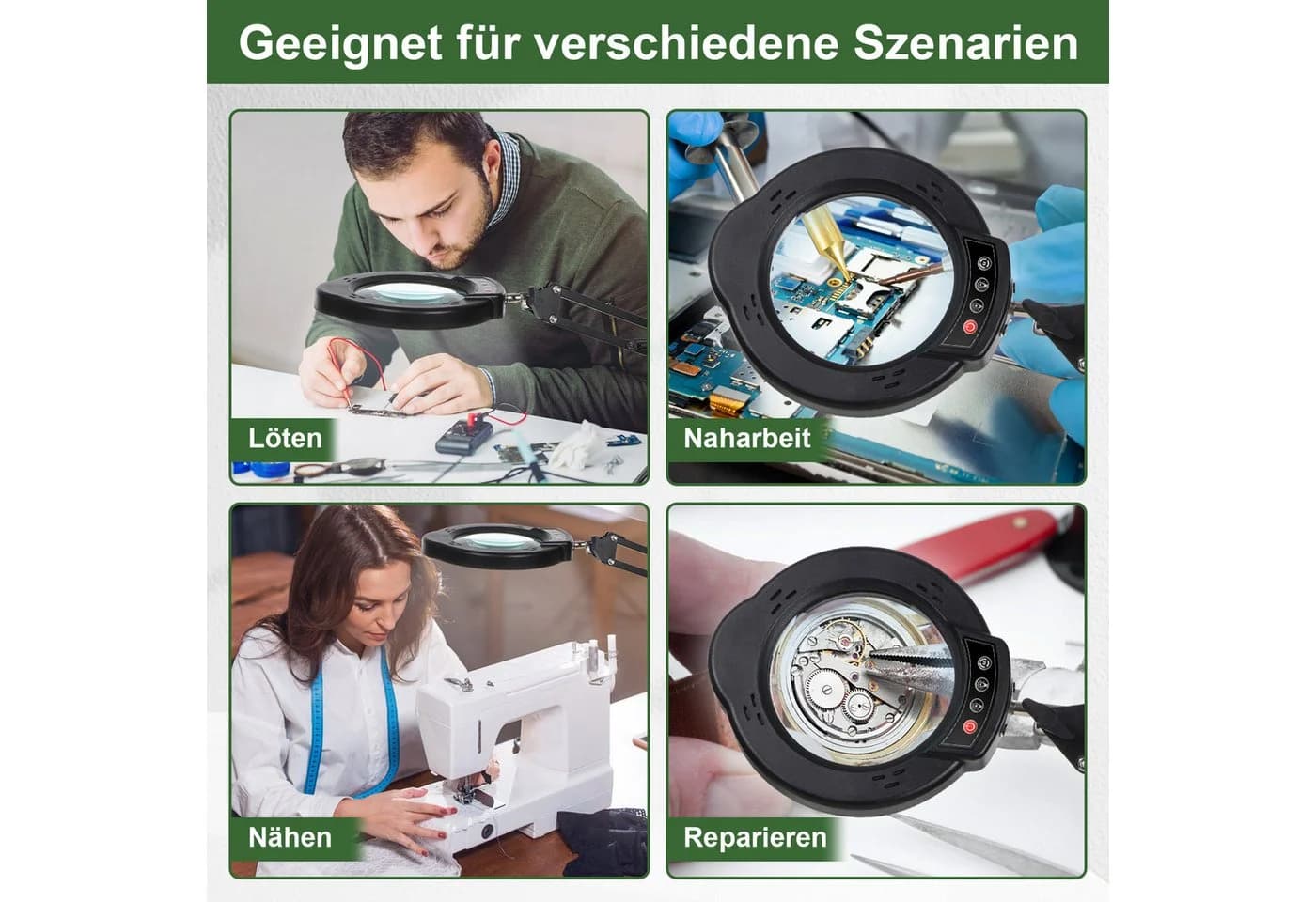 VIVIHEYDAY Lupenlampe 10X LED mit Licht und Ständer Schwarz/Weiß - Bild 5