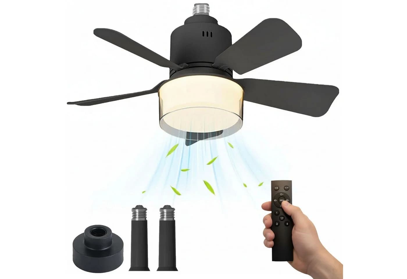 VIVIHEYDAY Deckenventilator mit LED Licht Schwarz Dimmbar App Steuerung - Bild 2