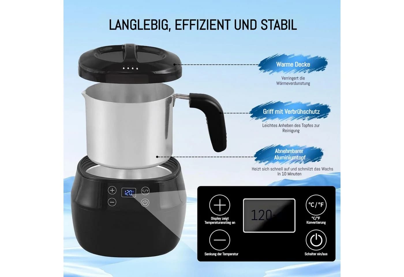 VIVIHEYDAY Wachsschmelzer 1L Kerzenwachs Schmelztopf Kerzen Selber Machen Set