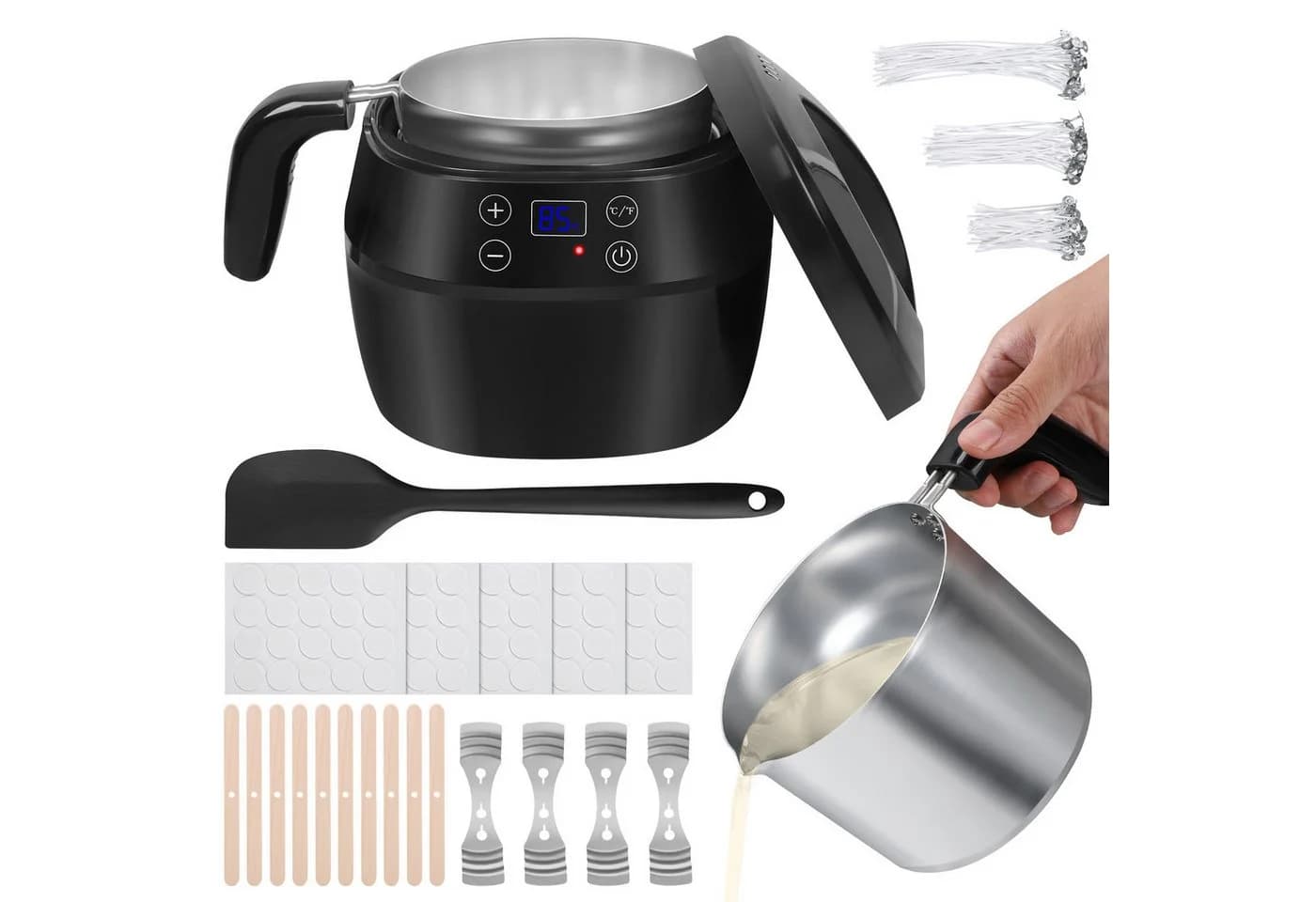 VIVIHEYDAY Wachsschmelzer 1L Kerzenwachs Schmelztopf Kerzen Selber Machen Set - Bild 2