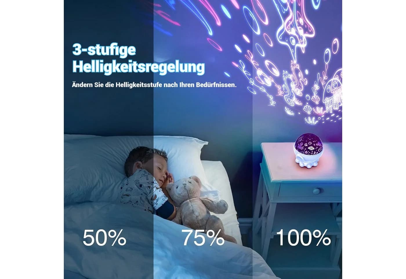 VIVIHEYDAY LED-Sternenhimmel Projektor Kinder, Rotierendes LED Sternenlicht Lampe, Nachtlicht Baby mit Timer 17 Lichteffekte Galaxy Projector - Bild 4