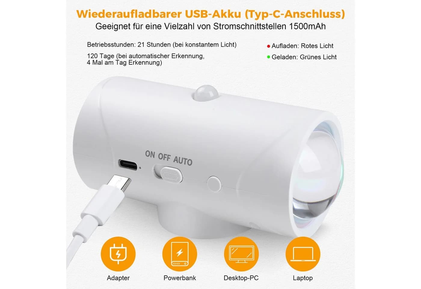 VIVIHEYDAY LED Wandleuchte mit Bewegungsmelder, Kabellos, USB Aufladbar, RGB Wandbeleuchtung 7 Farben - Bild 3