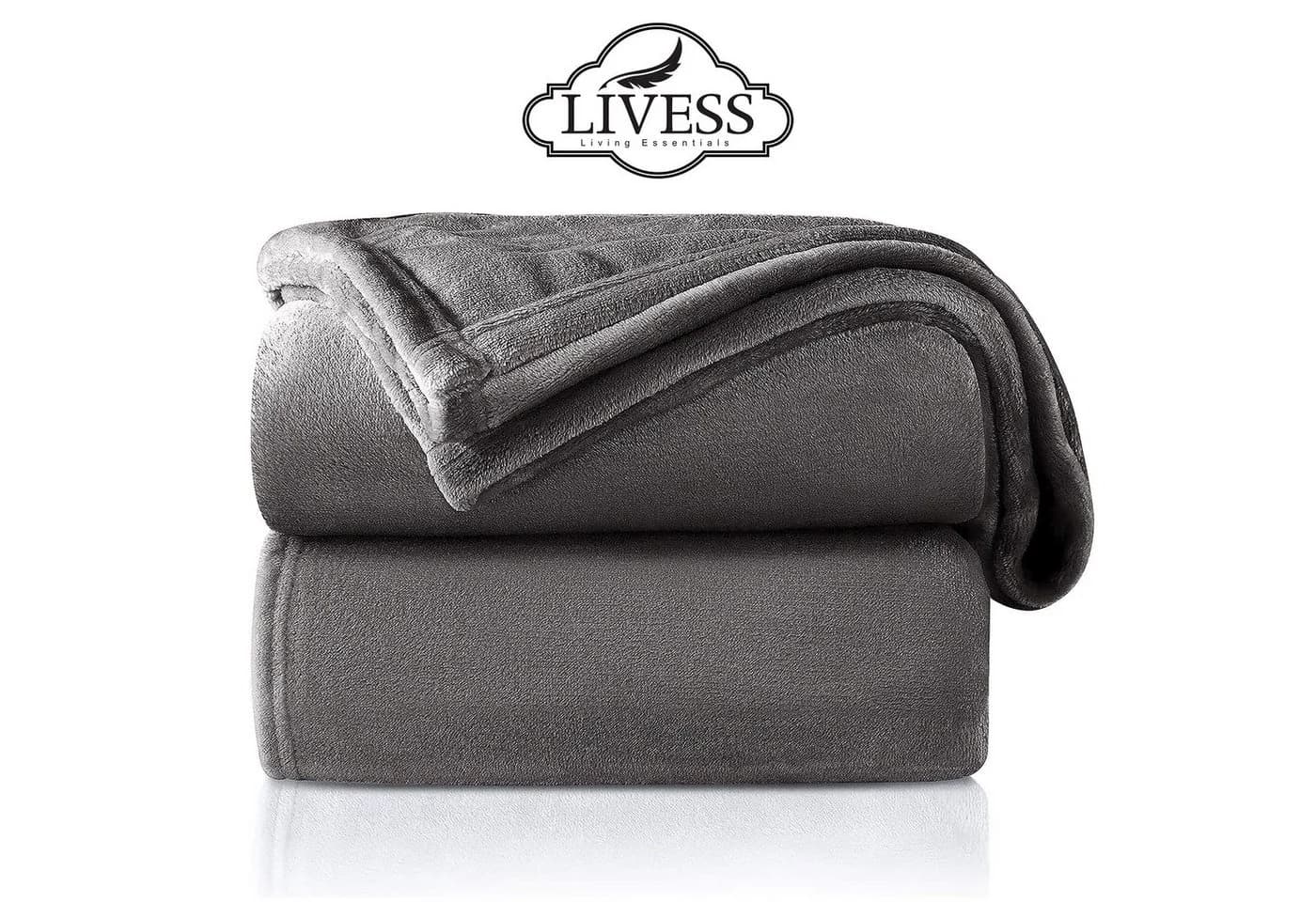 Livess Wohndecke Kuscheldecke Grau Flauschig Sofadecke - Bild 2