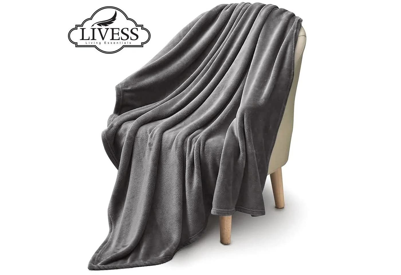 Livess Wohndecke Kuscheldecke Grau Flauschig Sofadecke - Bild 3