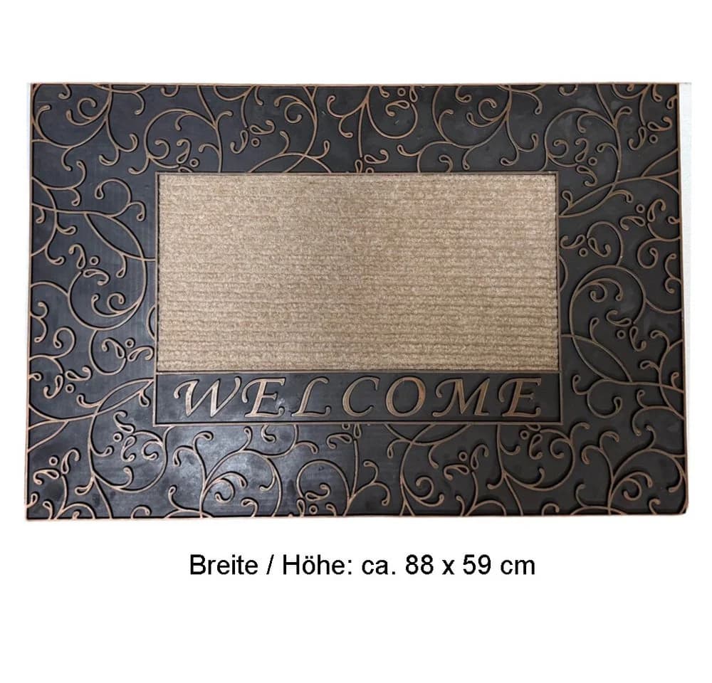Ekershop Fußmatte Türmatte Schmutzfangmatte PVC Modern Silber/Schwarz