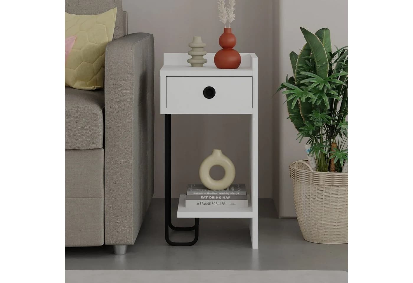 Decortie Nachttisch Sirius Weiß Holzwerkstoff Modern - Bild 4