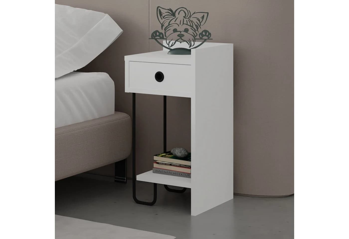 Decortie Nachttisch Sirius Weiß Holzwerkstoff Modern - Bild 5