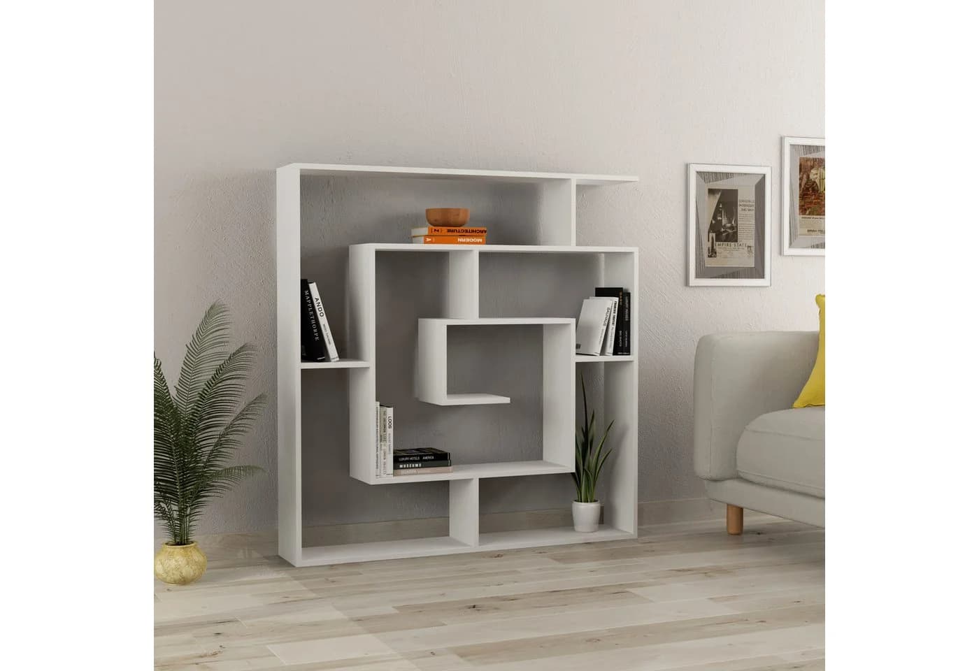 Decortie Bücherregal Labirent Modern Weiß Wandregal Raumtrenner - Bild 2