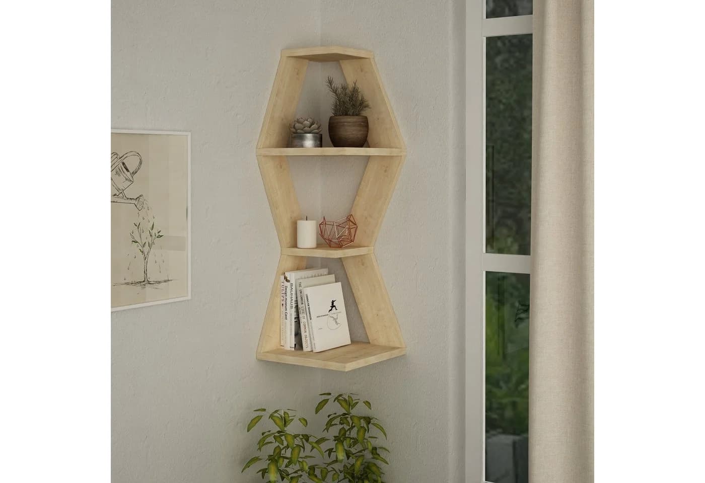 Decortie Eckregal Sablor Modernes Eck-Wandregal Eiche - Bild 2