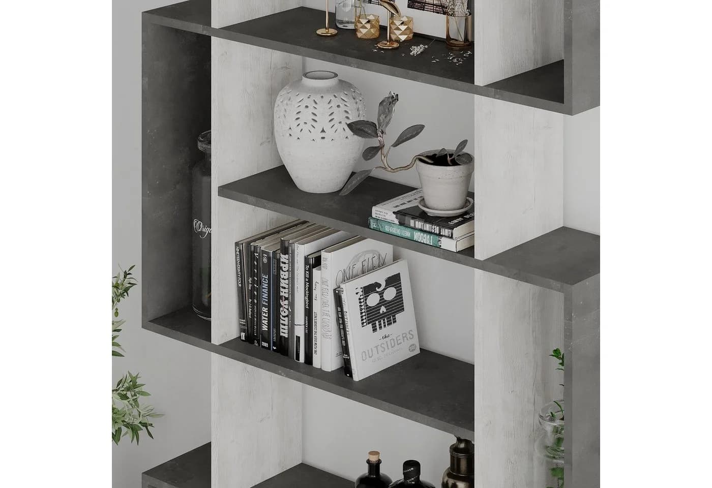 Decortie Bücherregal Mito Modern Retro Grau Altweiß - Bild 3
