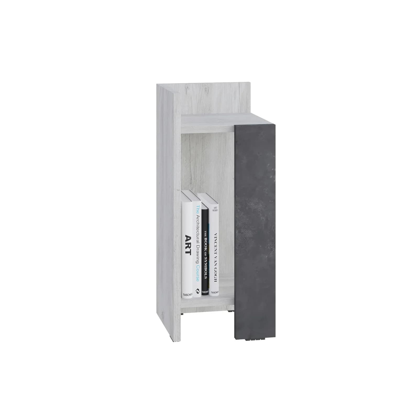Decortie Nachttisch Elos Modern Altweiß/Retro Grau mit versenkbarer Tür