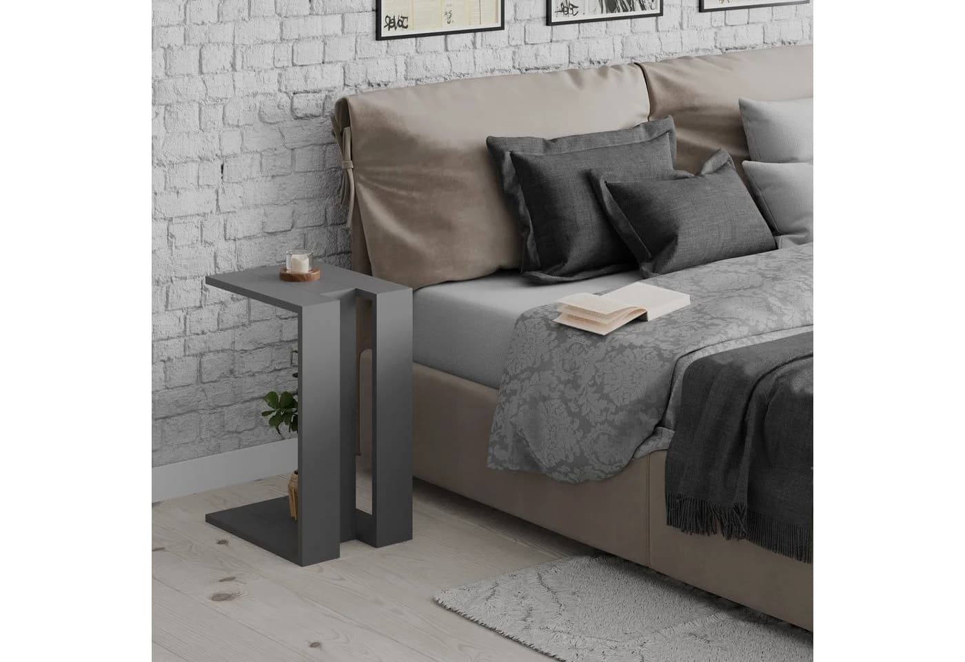 Livetastic Beistelltisch Jasper C-Form Anthrazit Modern - Bild 2