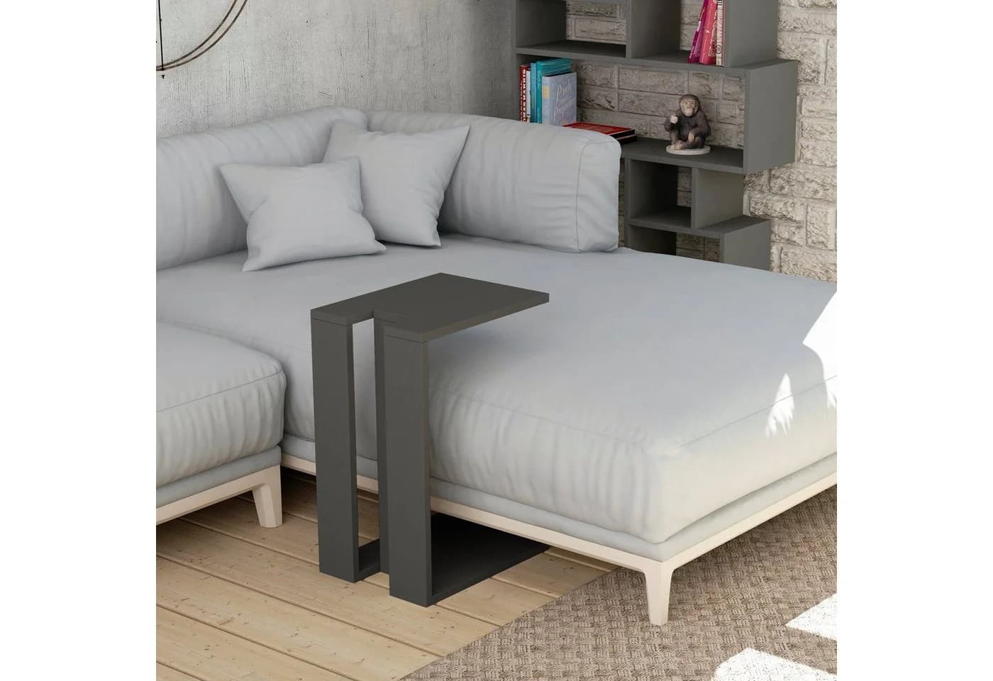 Livetastic Beistelltisch Jasper C-Form Anthrazit Modern - Bild 3