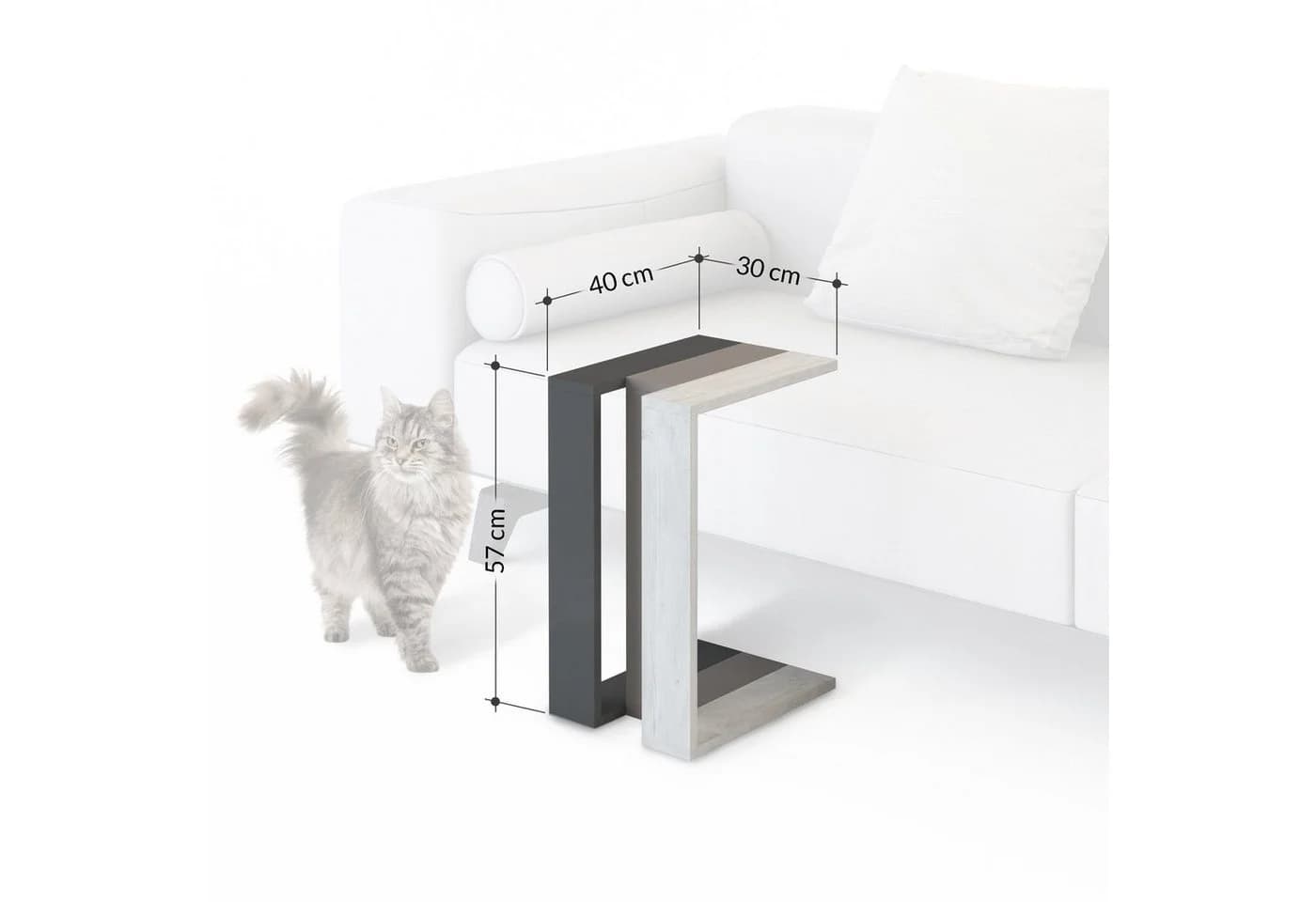 Livetastic Beistelltisch Jasper C-Form Anthrazit Modern - Bild 4