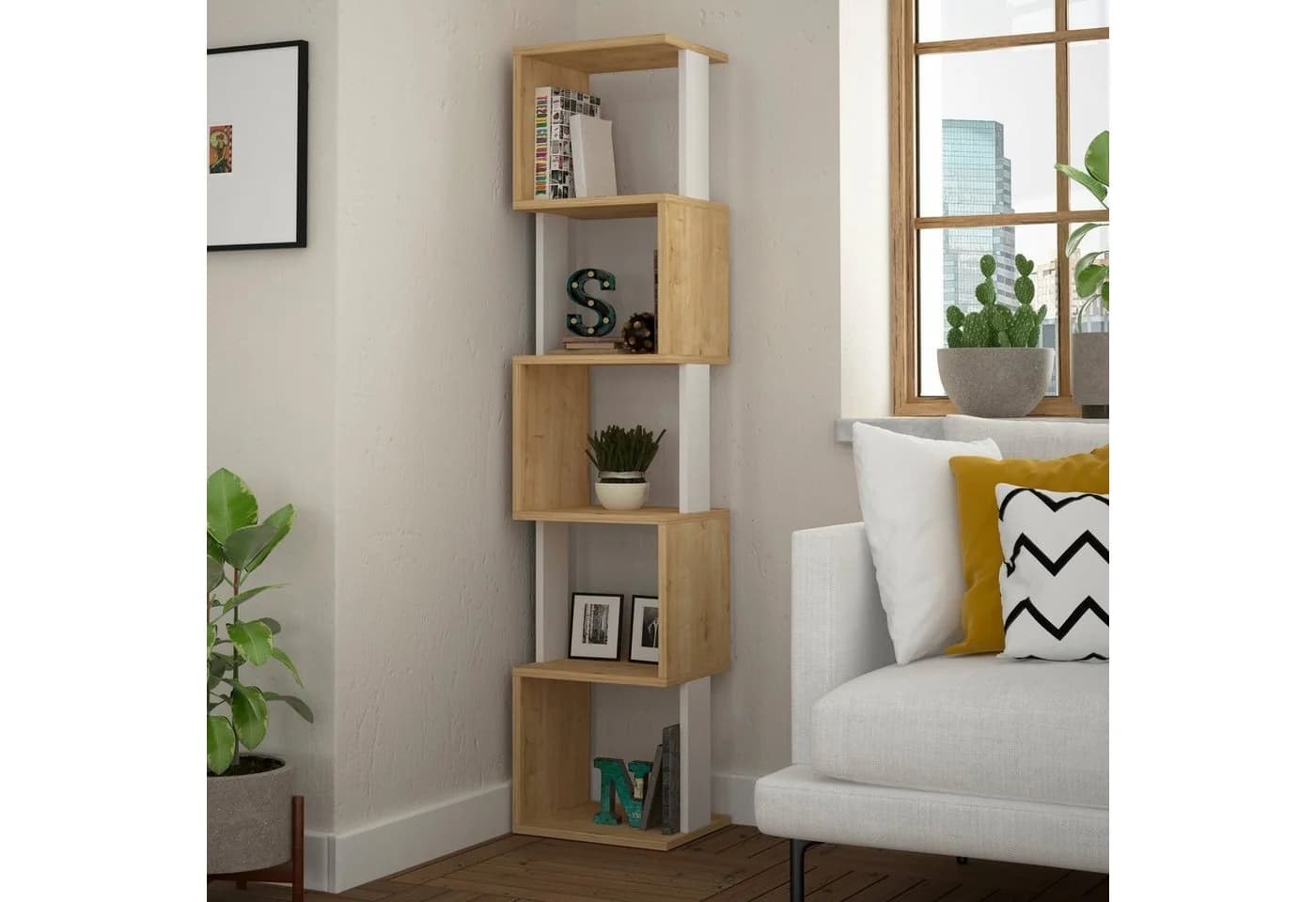 Decortie Bücherregal Piri Modernes Design Eiche-Weiß - Bild 2