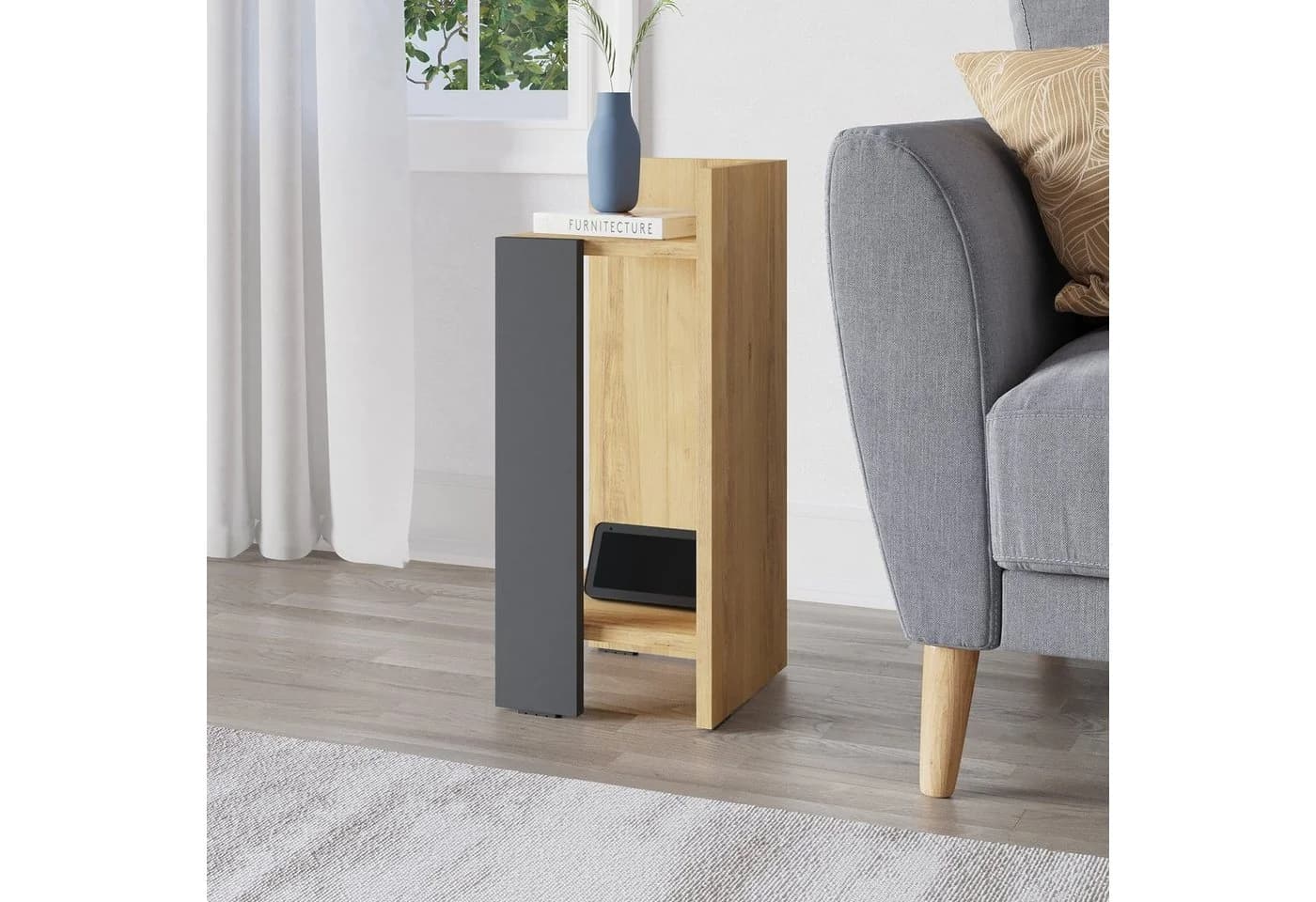 Decortie Nachttisch Elos Modern Braun Versenkbare Tür - Bild 4