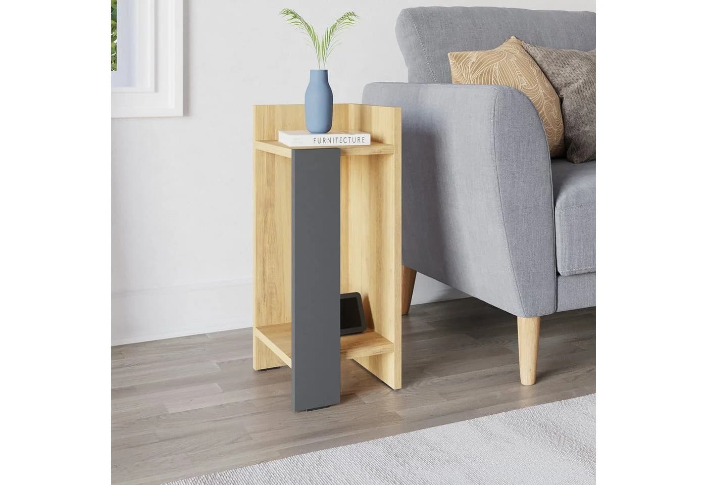 Decortie Nachttisch Elos Modern Braun Versenkbare Tür - Bild 5