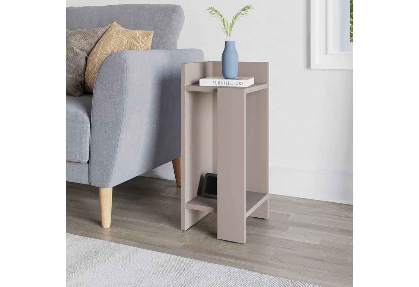 Decortie Nachttisch Elos Modern Grau mit versenkbarer Tür - Bild 5