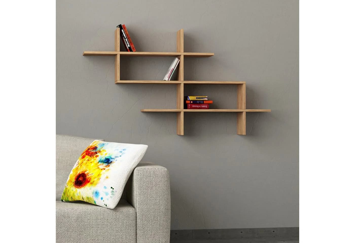 Decortie Wandregal Halic Modern Braun Eiche - Bild 2