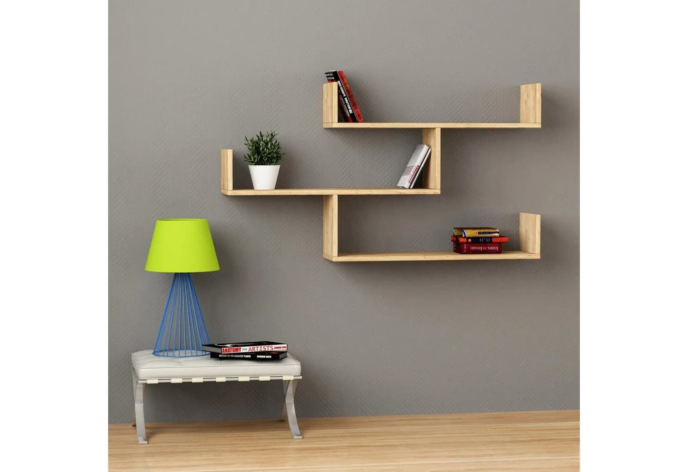 Decortie Bücherregal Tibet Modernes Wandregal Eiche - Bild 2