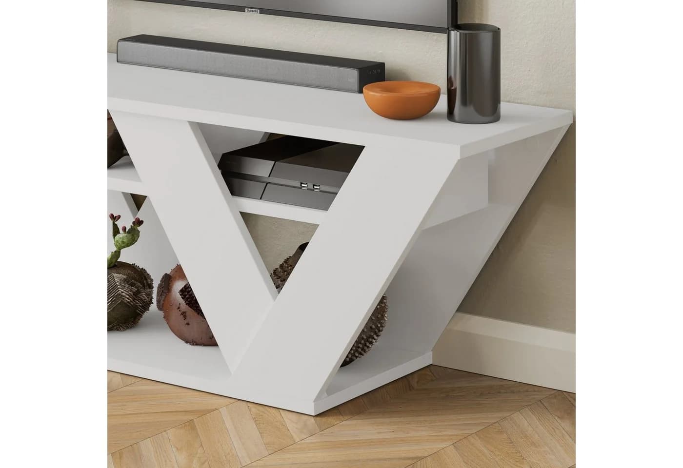 Decortie TV-Schrank Pipralla Modern Weiß V-Beine - Bild 4