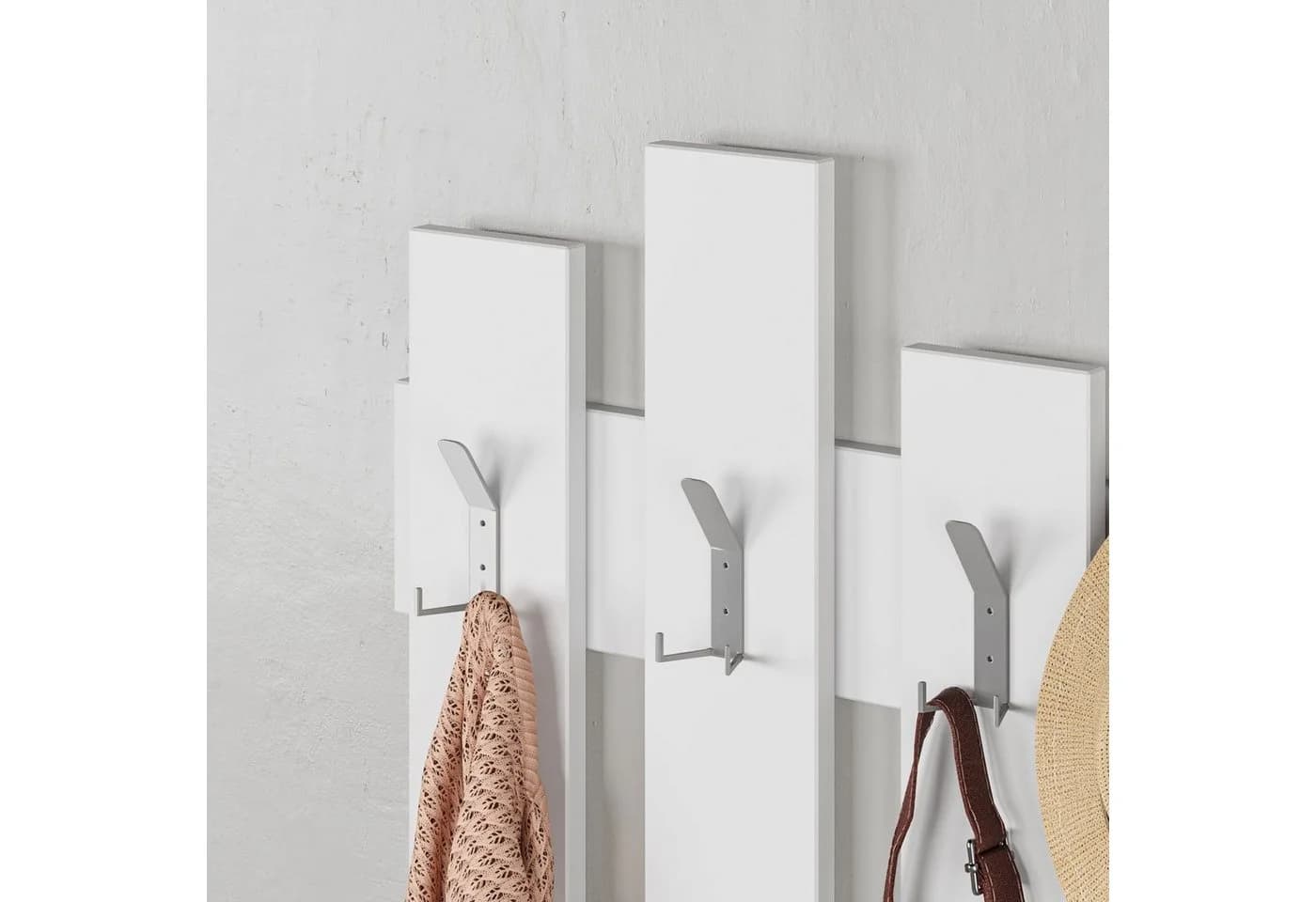 Decortie Wandgarderobe Wave Weiß 8 Haken Modern