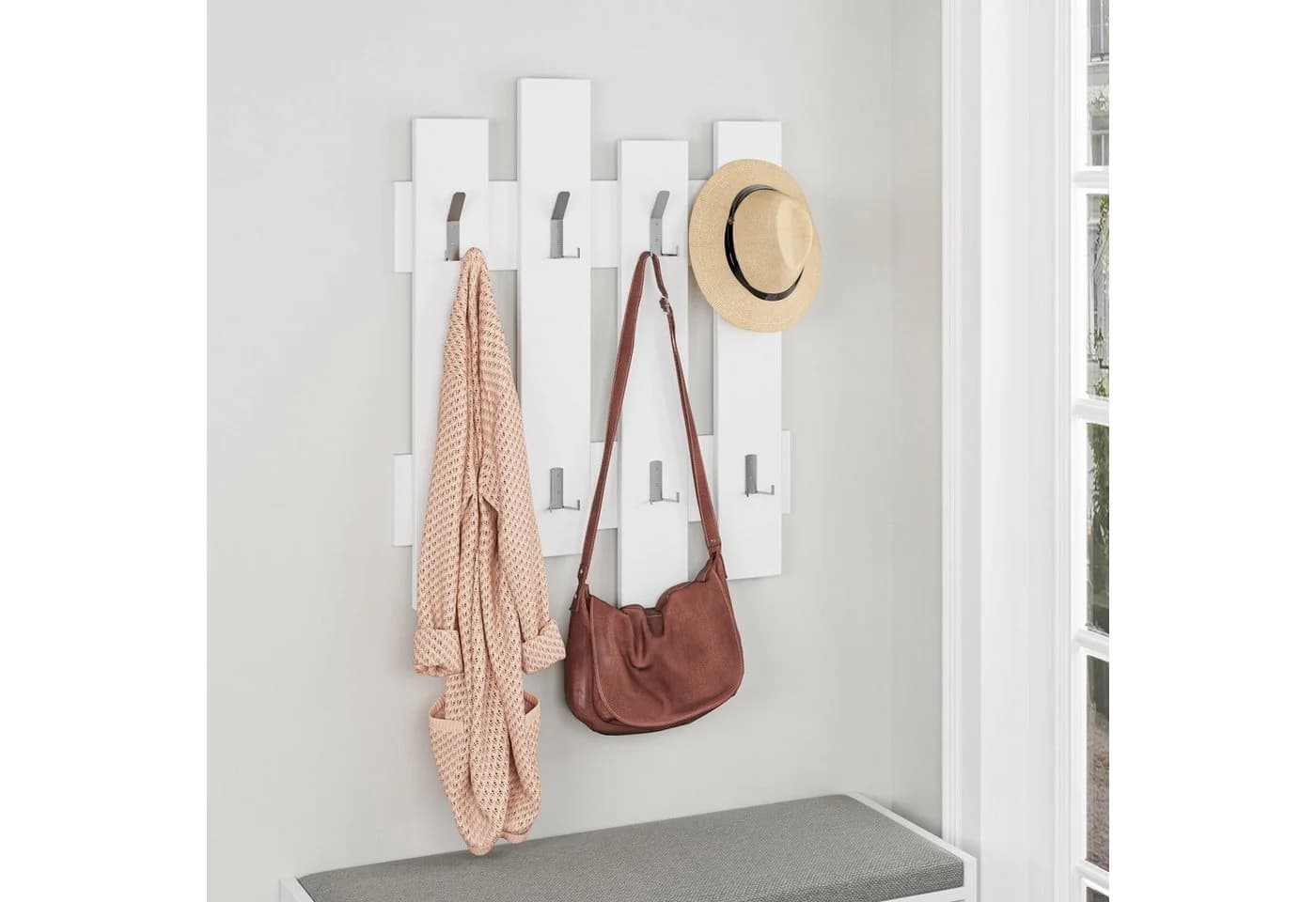 Decortie Wandgarderobe Wave Weiß 8 Haken Modern - Bild 2