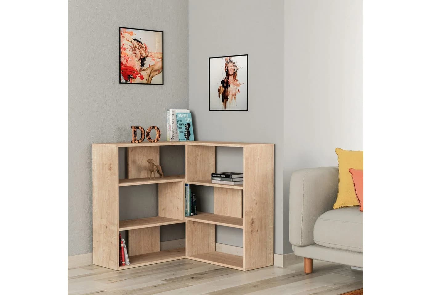 Decortie Bücherregal Molly Modernes Eckregal Beige - Bild 2