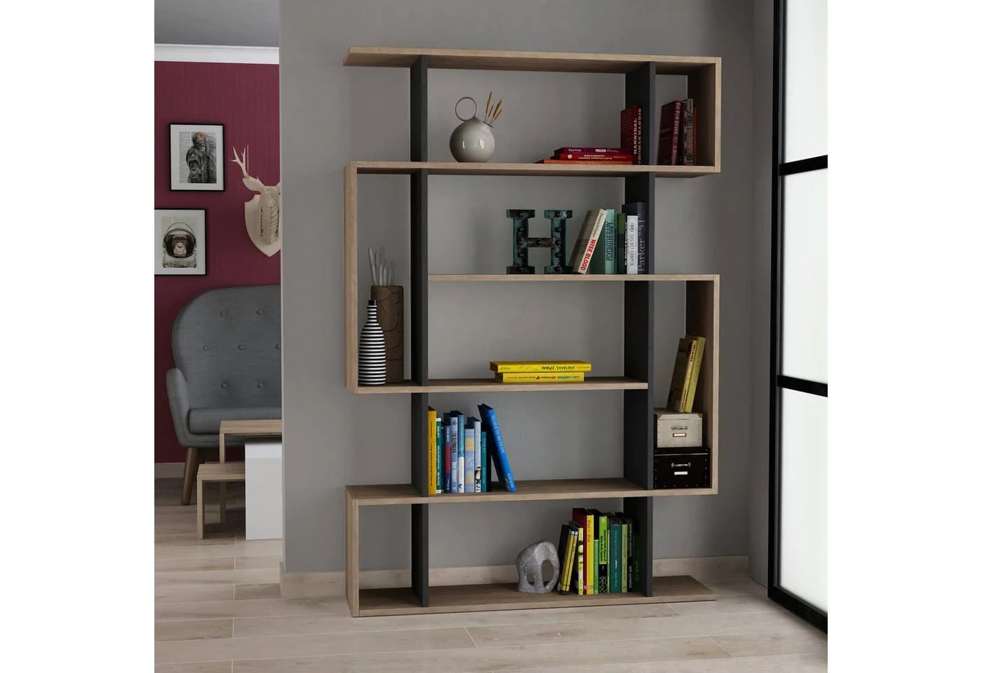 Decortie Bücherregal Mito Modern Braun Grau - Bild 2