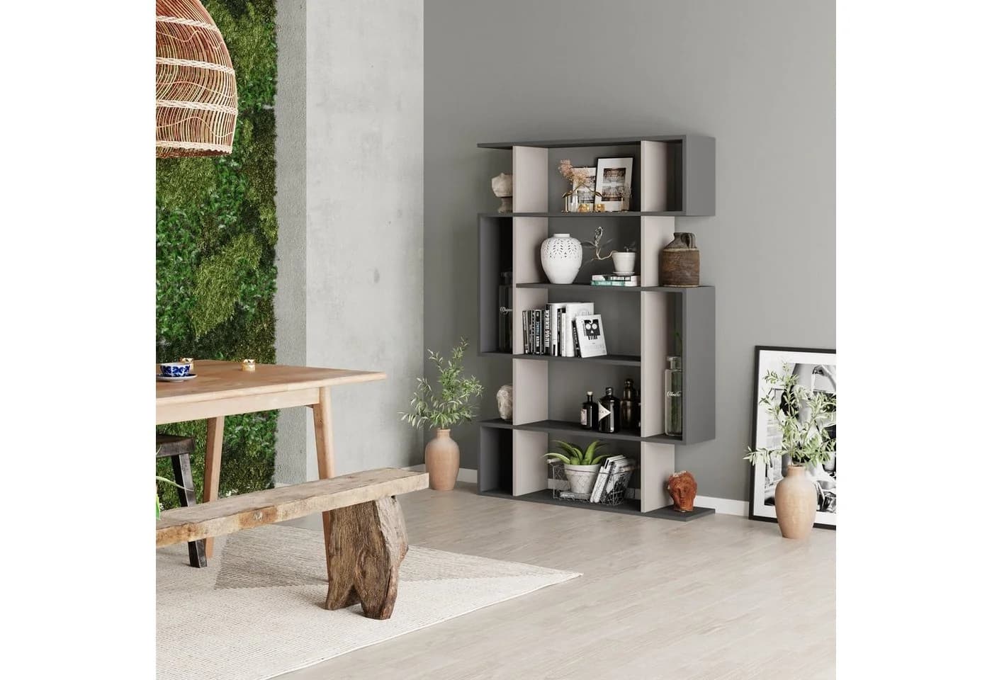 Decortie Bücherregal Mito Modern Anthrazit Helles Mokka