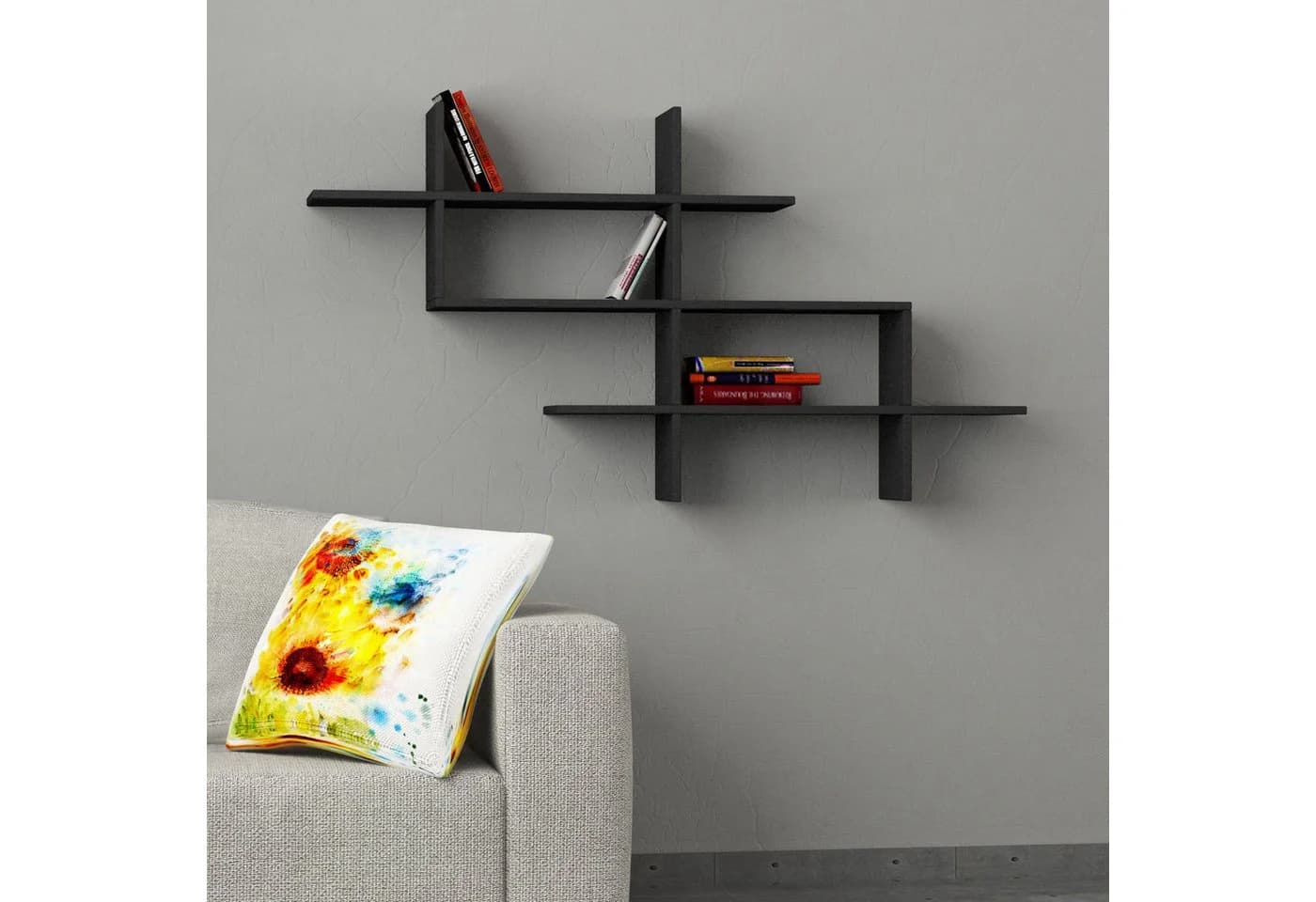 Decortie Wandregal Halic Modern Anthrazit Bücherregal Display Unit - Bild 2