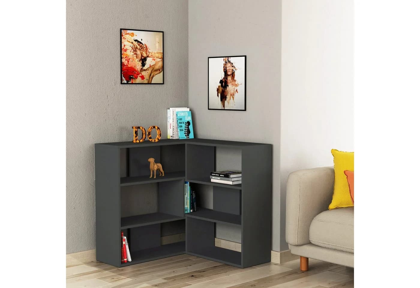 Decortie Bücherregal Molly Modernes Eck-Regal Schwarz - Bild 2