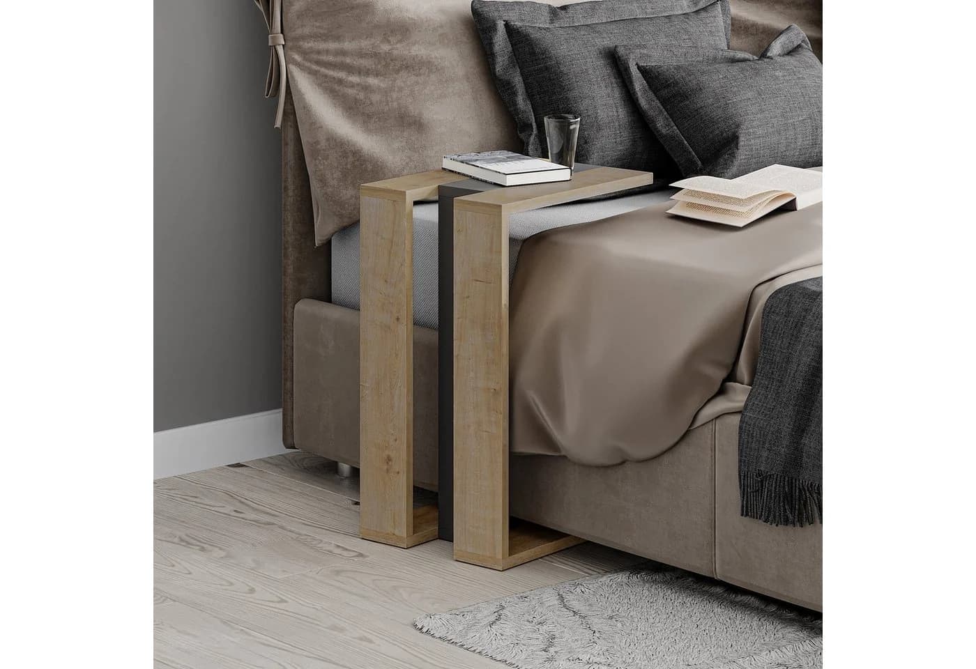 Decortie Beistelltisch Muju Modern C Form Eiche-Anthrazit