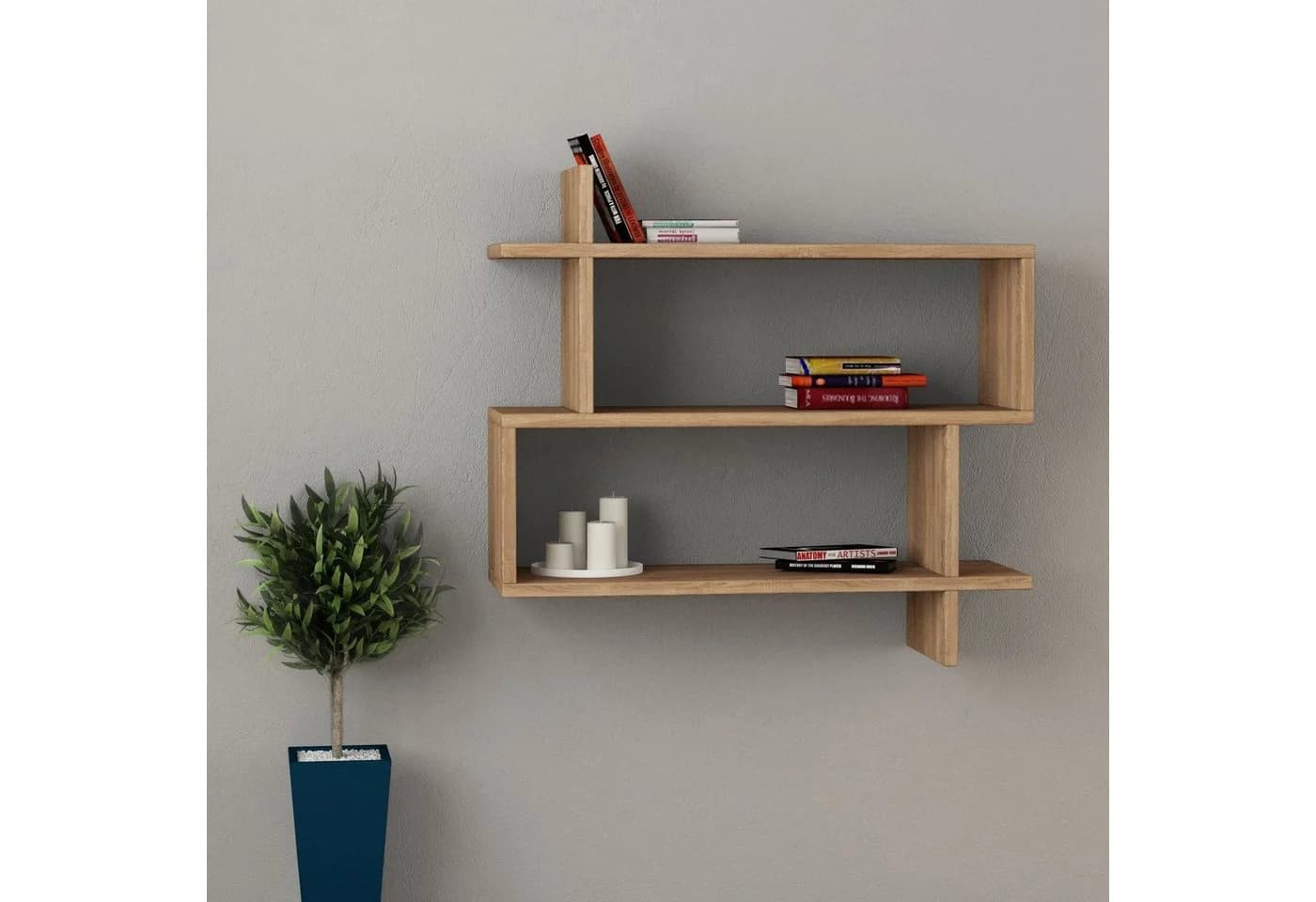 Decortie Bücherregal Paralel Modernes Wandregal Beige - Bild 2
