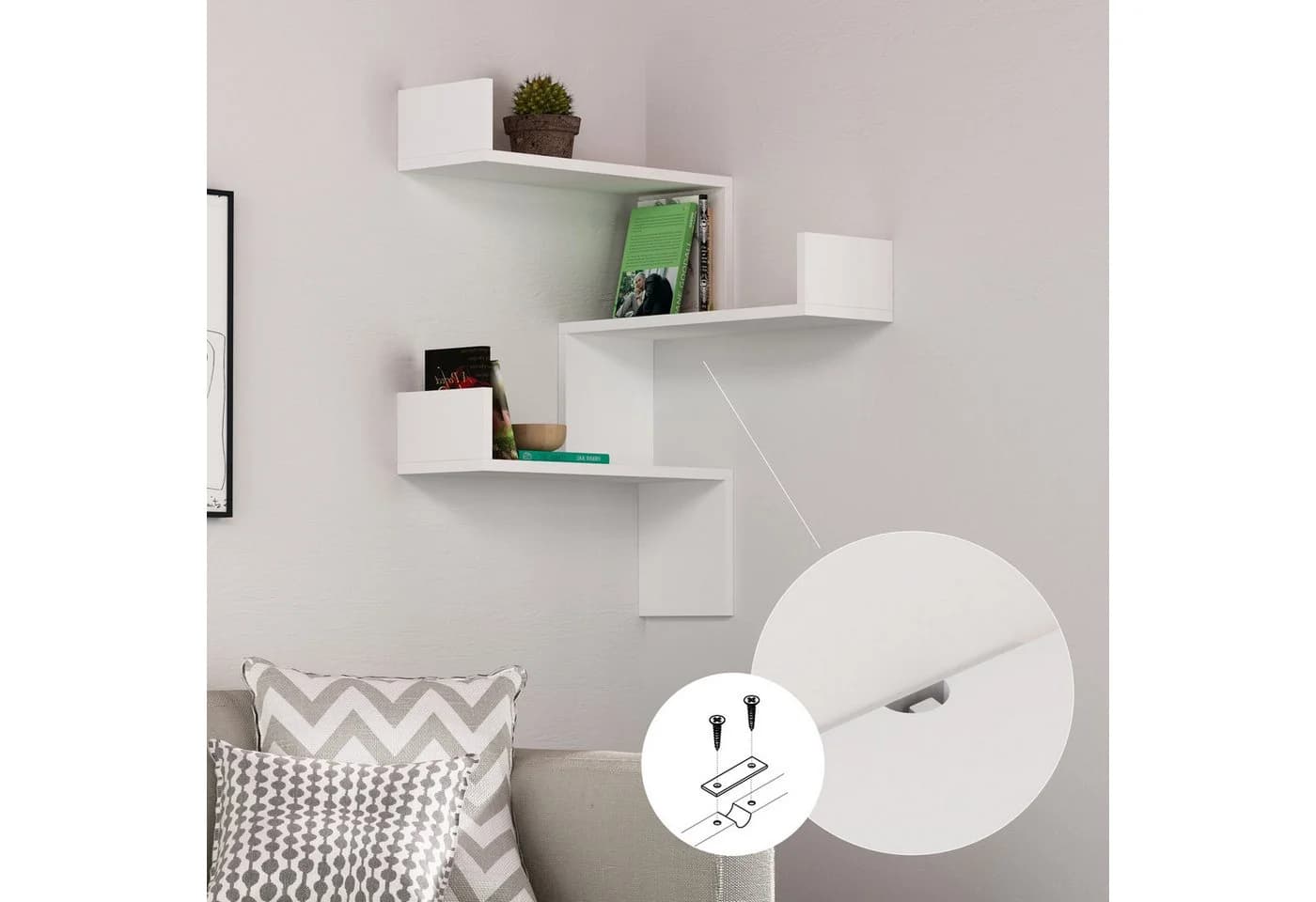Decortie Eckwandregal Luksa Modernes Bücherregal Braun - Bild 5