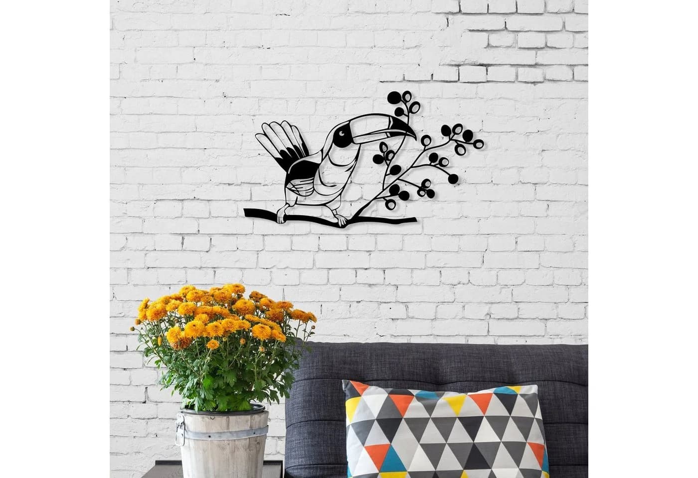 Decortie Wanddekoobjekt Metall Tukan Schwarz - Bild 2