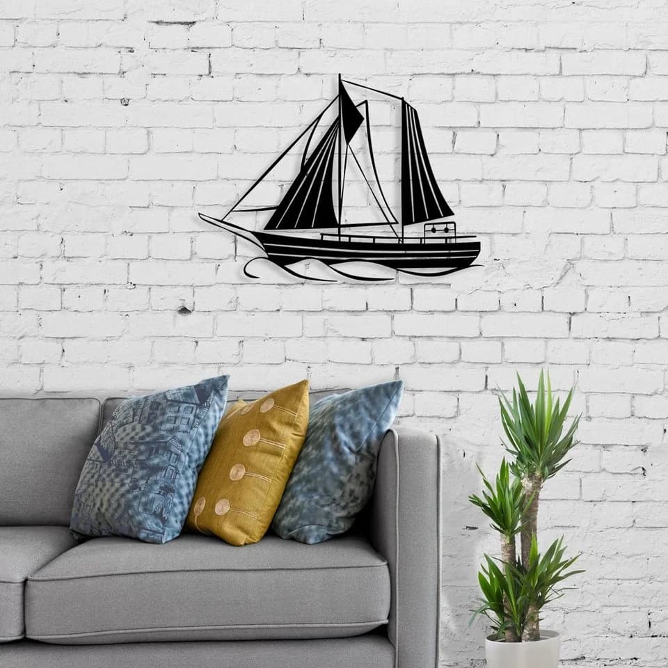 Decortie Wanddeko Sail Metall Schwarz 55x40 cm - Bild 2