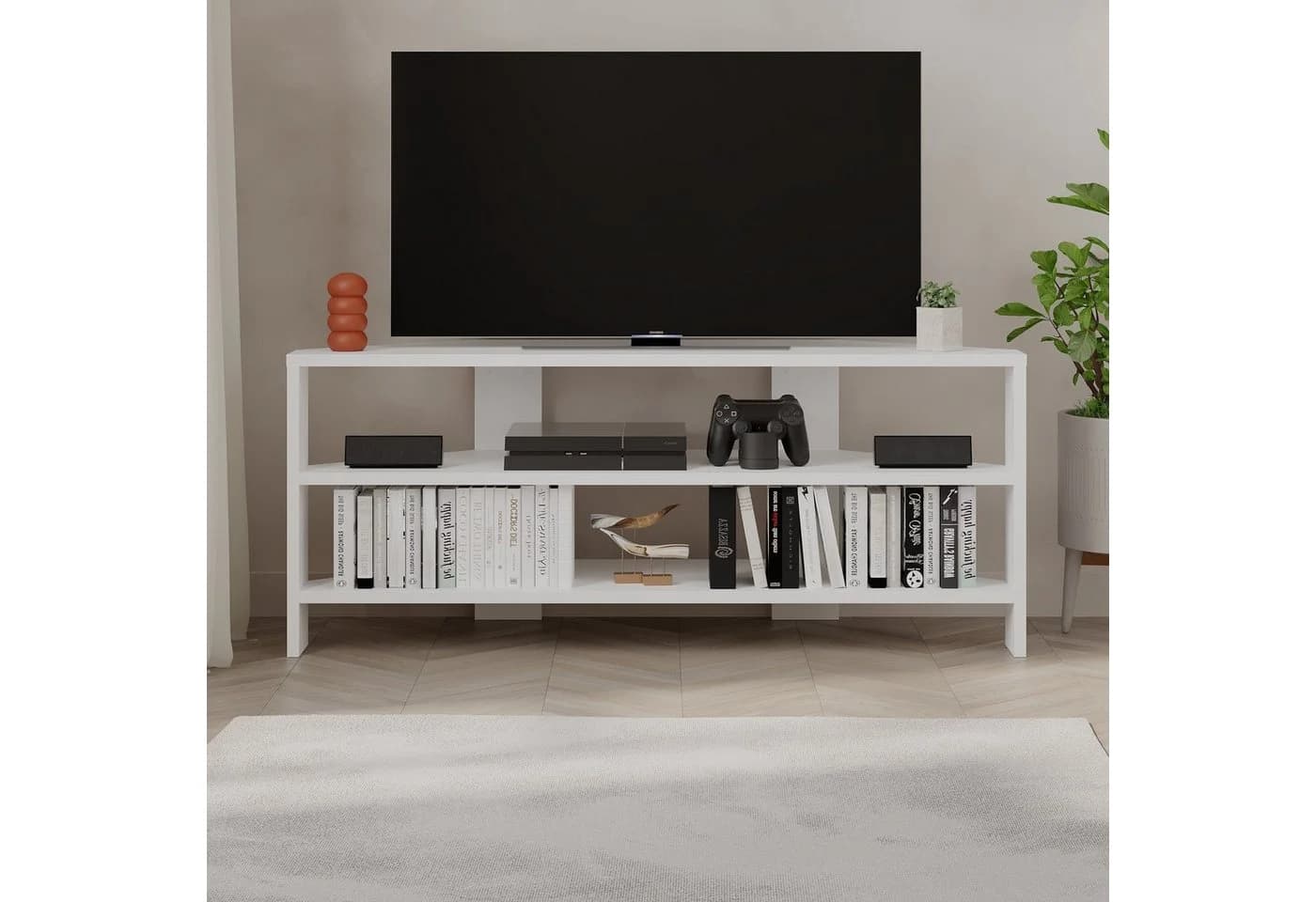 Decortie TV-Schrank Thales Modernes Eck-Multimedia-Center Weiß - Bild 3