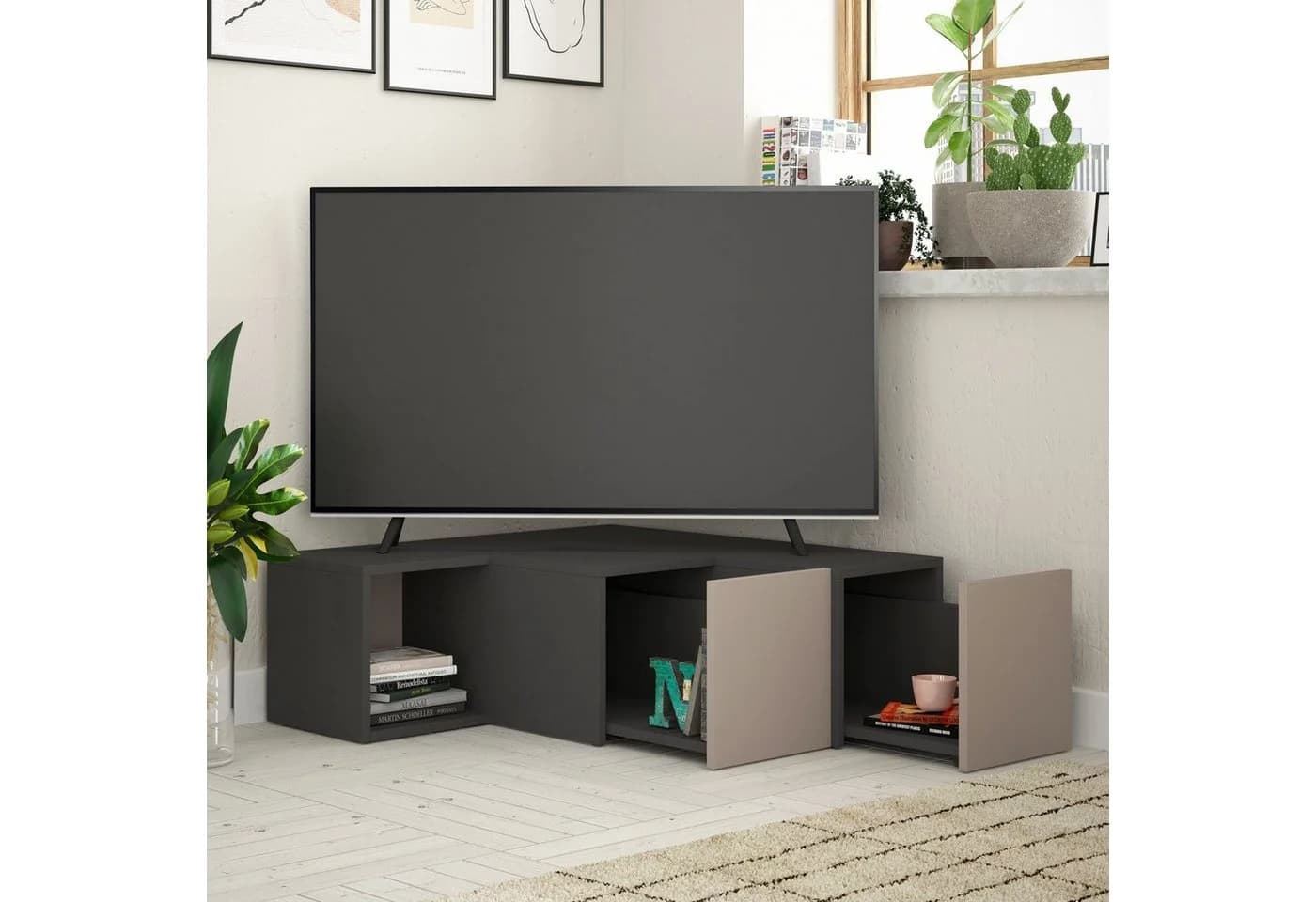Decortie Schreibtisch Compact Moderner TV-Ständer TV-Element Mit Wandregal