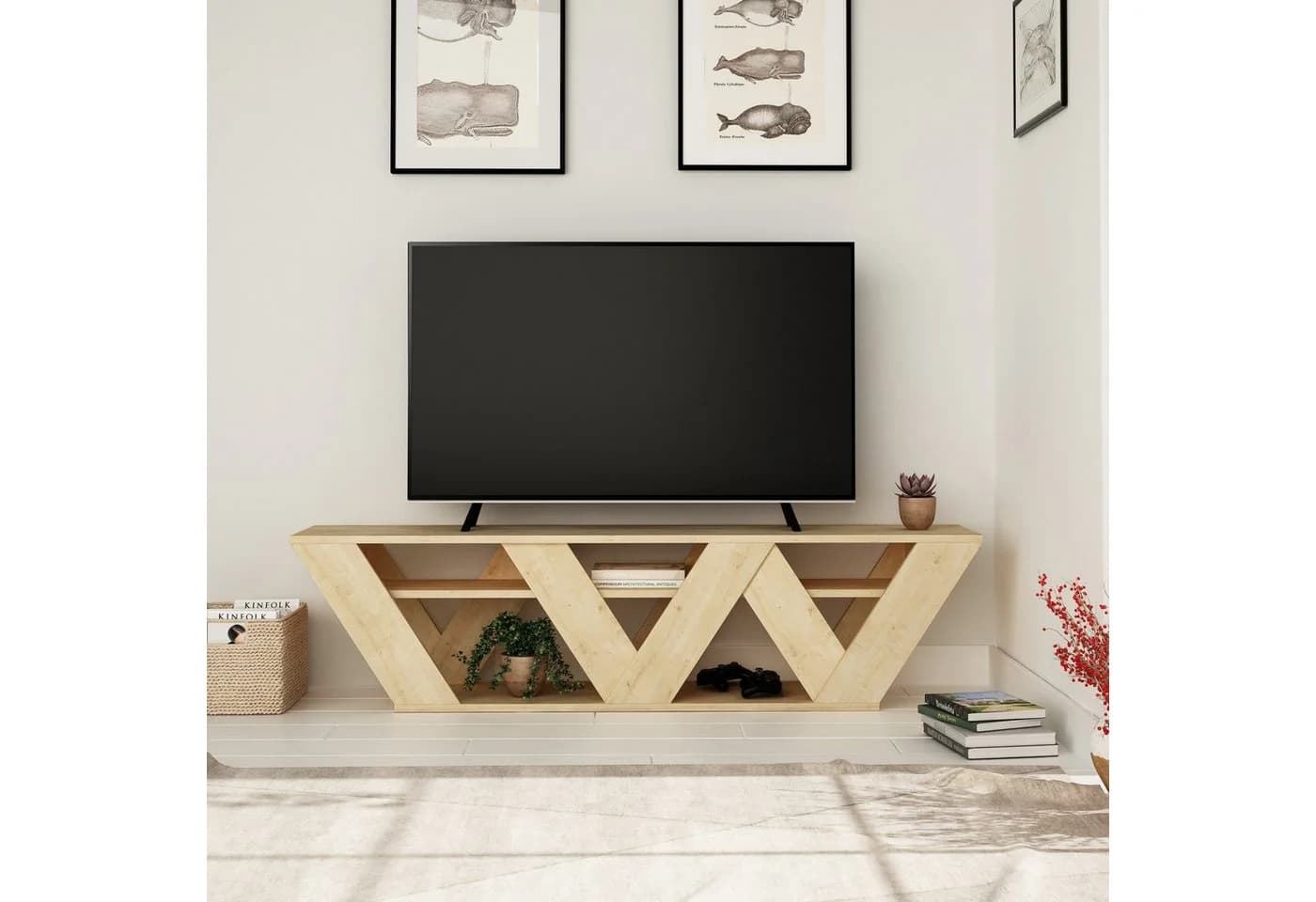 Decortie TV-Schrank Ralla Lowboard Fernsehschrank Beige Industrial - Bild 2