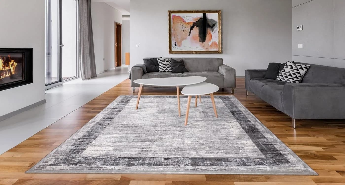 Mozato Teppich Santorin Grau Modern Kurzflor Rechteck