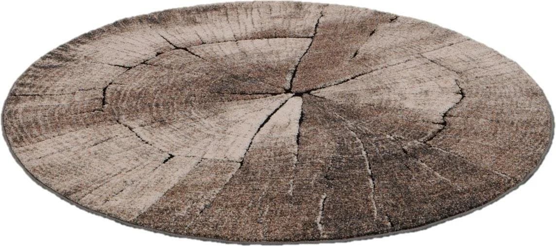 MERINOS Teppich Ibiza 605 Braun Rund 120cm Holzoptik