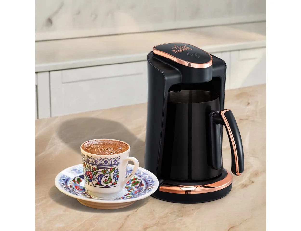 ANY MORNING Elektrische Türkische Kaffeemaschine Schwarz 300ml