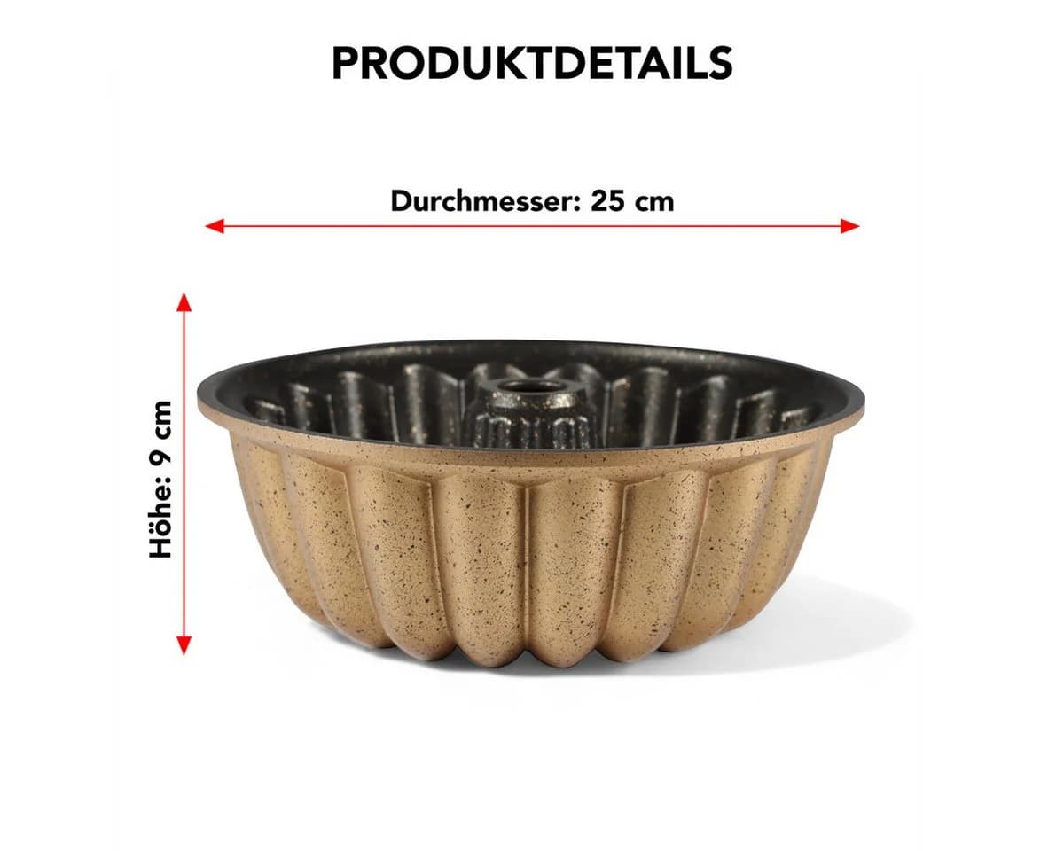 SERENK Backform Kuchenform 25 cm mit Antihaft-Granitbeschichtung – Gugelhupfform